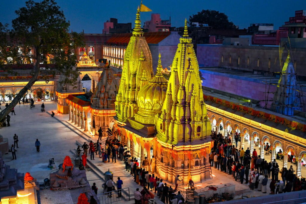 Kashi Vishwanath Corridor, a newly constructed 5.5 km long pedestrian walkway leading to the Kashi Vishwanath Temple in Varanasi, Uttar Pradesh